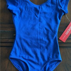 Capezio girls Classic Short Sleeve Leotard Royal Blue Sz S